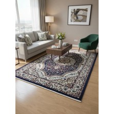 Asaryün Asar Yün Ipek H4158G Lacivert Bahçe Bölmeli Halı 150X233