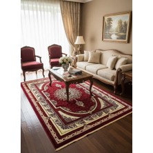 Hereke Classic 7381E Kırmızı Krem Mihrap Desenli Klasik Halı 200X290