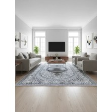Çapan Armoni H7280A Gri Klasik Madalyonlu Halı 200X290