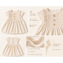 Esvia Baby Co. Kız Bebek Müslin Elbise %100 Pamuk Çift Katlı Triko Detaylı Nefes Alan Yazlık Elbise