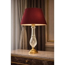 Lampada Zoa Gold Kaplama Modern Cam Abajur Bordo Parlak Şapkalı
