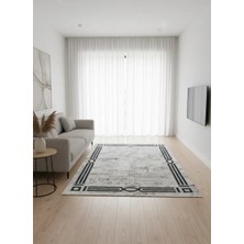 Stil 06322A Mavi Halı 200X290 | Lacivert Oval Çerçeveli Eskitme Halı