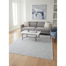 Stil 08374W Gri Halı 200X290 | Labirent Geometrik Gri Halı