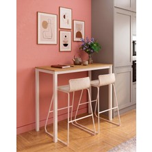 İrem Bar Masası Meşe Tablalı 116X45X92CM – Mutfak Masası & Kahve Köşesi Masası