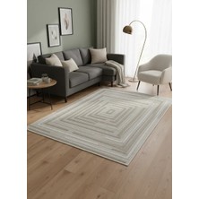 Excellence Narbe NB02 Krem Bej Spiral Labirent Salon Halısı 150X220 — Iç Içe Çerçeve Saçaklı