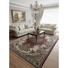 Asar Yün Ipek H4030C Koyu Kırmızı Herati Çiçekli Klasik Halı 200X290