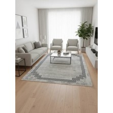 Stil 06304A Mavi Halı 200X290 | Geometrik Çerçeveli Eskitme Halı