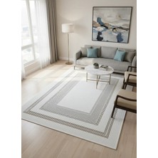 Çapan Armoni H6812A Beyaz Vizon Çerçeveli Salon Halısı 160X230 — Vizon Bordür Flosh