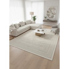 Veseo Armoni 40047A Krem Halı 200X290 | Çerçeveli Dalga Doku Krem Halı