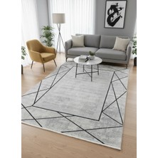 Stil 06318B Mavi Halı 200X290 | Çapraz Geometrik Lacivert Çerçeveli Halı