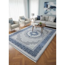 Sevimli Soft AK106 Açık Gri Mavi Çiçekli Floş Halı 200X290