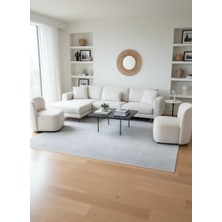 Veseo Armoni 40194B Açık Gri Halı 200X290 | Oval Yiv Gri Modern Halı