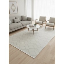 Veseo Armoni 40145A Krem Halı 200X290 | Baklava Çerçeve Geometrik Krem Halı