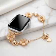 bbtech Apple Watch Series 11/10/9/8/7/6/ultra3-2/se3-2 Uyumlu 44/45/46/49MM Metal Çiçekli Ayarlanabilir Bileklik Tarzı 2026 Yaz-Ilkbahar Modası Şık Taşlı Kordon