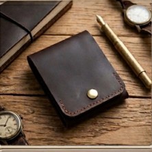 Parla Leather Nomad El Yapımı Hakiki Gerçek Deri Cüzdan Kartlık Erkek Kadın Taba