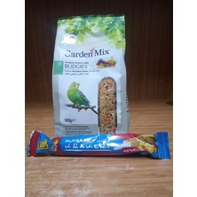Gardenmix Platin Meyveli Muhabbet Kuş Yemi 500G+1 Adet Meyveli Kraker+1 Adet Kalamar Kemiği