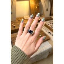 Sevil Gülgün Atelier Bronz Yüzük - Damla Kesim Doğal Taşlı El Işçiliği