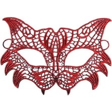 tp Buğz Kırmızı Dantel Masquerade Maskesi 8 No