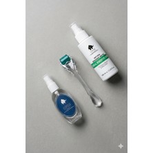 Elamour - Orijinal Titanyum Iğneli - 0,5mm 540 Iğneli Dermaroller - Biberiye Suyu Seti Dökülme Karşıtı 100ML - Dezenfektan Hediyeli
