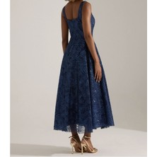 Uzer Işıltılı Simli Jacquard Dokulu Kare Yaka Couture Premium Abiye Elbise