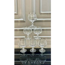 Vakıf Home Bohemia Kristal Ayaklı Platin Renk Kesme El Işi Kahve Yanı Su Bardağı 250 ml