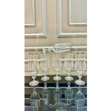 Vakıf Home Bohemia Kristal Ayaklı Gümüş Renk Kesme El Işi Kahve Yanı Su Bardağı 180 ml