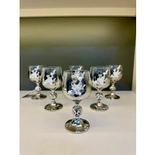 Vakıf Home Bohemia Kristal Titanyum Gümüş Renk Incili Kahve Yanı Su Bardağı 150 ml