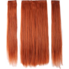 Handmade Bakır Fiber Sentetik Düz Yarım Ay + 2yan Çıtçıt Bakır Rengiyle Isıya Dayanıklı Düzlestirilebilir