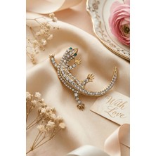 BB Bi Butik Shop Işıltılı Kristal Taşlı Kertenkele Figürlü Broş