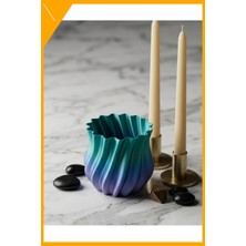 Esplendor Mavi 3D Kıvrımlı Dekoratif Vazo Ev Ofis Süsleme