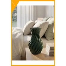 Esplendor Spiral Form 3D Baskılı Vazo Yeşil Modern Dekoratif Ev Aksesuarı