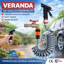 Plasyay Spiral Sulama Yıkama Hortum Musluk Adaptörlü ve Yeni Model Tetik Başlıklı Setler