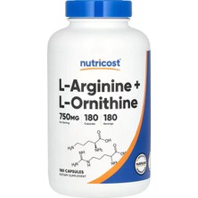 Nutricost L-Arginine + L-Ornithine Nitric Oxide 750 Mg 180 Capsules