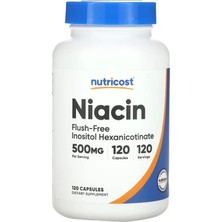 Nutricost Vitamin B3 Niacin Flush-Free 500 Mg 120 Capsules