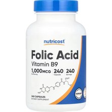 Nutricost Vitamin B9 Folate - Folic Acid 1,000 Mcg 240 Capsules