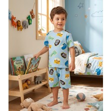 The Cloudish Shop Erkek Çocuk Pijama Takımı Safari Desenli Mavi
