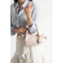 Özüm Çanta Kadın Charm Hediyeli El Kol ve Omuz Çapraz Çanta Pudra