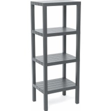 Selfbuysell 4 Raflı Gri Modüler Ünite Plastik 38X29X100 cm (5324)