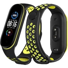 Selfbuysell Xiaomi Mi Band 4 Spor Delikli Kordon (Saat Değildir) - Siyah-Yeşil