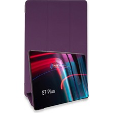 Selfbuysell Samsung Galaxy T970 Tab S7 Plus 12.4 Kılıf Tablet Smart Kılıf - Mor