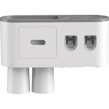 Selfbuysell Çift Dispenserli Diş Macunu Sıkacağı 6 Fırçalık Bardaklı Banyo Organizer