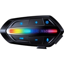 Selfbuysell X63 Motosiklet Kask Kulaklık Intercom Işıklı Motorsiklet Interkom 5.3