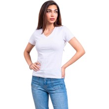 Thiff Kadın Ribana Buzy V Yaka T-Shirt (Tişört)