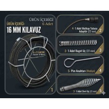 BİMEX 10 Metre Kanal Açma Yayı Seti (4x2.5 M) | Matkap Uyumlu Tıkanıklık Açıcı Spiral | Baget + Sivri Uç + Adaptör + Sele
