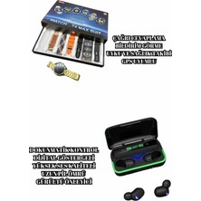 Selfbuysell Powerbank Bluetooth Kulaklık ve Akıllı Saat 7 Kordonlu Metal Kordon Plastik Kordon