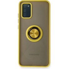 Selfbuysell Samsung Galaxy A02S Kılıf Montreal Yüzüklü Silikon Kapak - Sarı