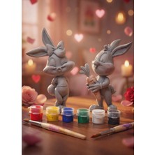 Printella Bugs Bunny Tavşan Boyama Seti | 6 Renk Akrilik + 2 Fırça | Sevgili & Çocuk