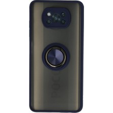 Selfbuysell Xiaomi Pocophone X3 Kılıf Montreal Yüzüklü Silikon Kapak - Lacivert