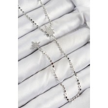 Ata Store Pirinç Zirkon Taşlı Ezme Zincirli Kutup Yıldızı Model Gümüş Renk Y Kolye - Lisinya