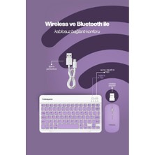 Selfbuysell Mor Kablosuz Klavye ve Mouse Seti